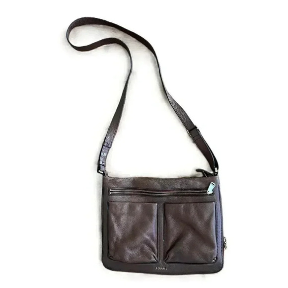 Fossil Brown Leather Crossbody Purse Tessa Model Zipper Closure Front Pockets‎ - Picture 1 of 11